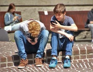Boys on phones